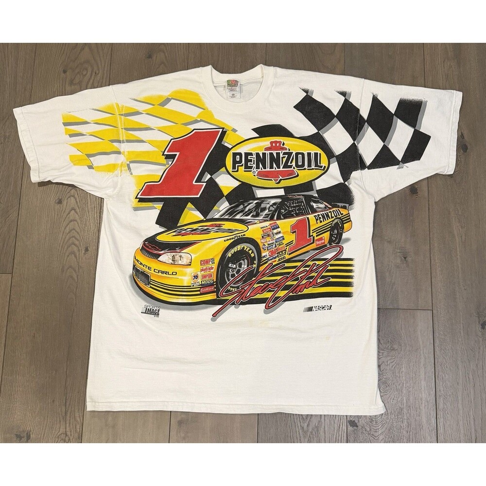 Vintage 1998 Steve Park Pennzoil NASCAR T-Shirt Men XXL AOP Racing Shirt 2XL USA
